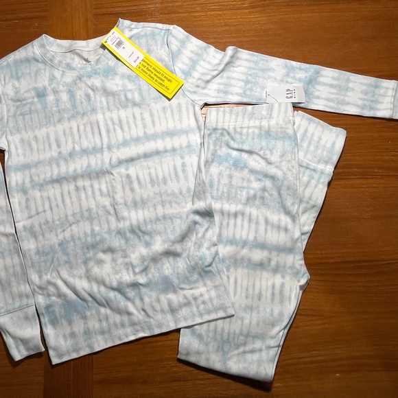 NWT Gap Kids Cotton Tie Dye Striped Pajama Set Blue Gray White 12 - Picture 1 of 2